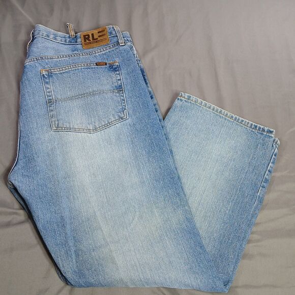 Vtg Polo Jeans Mens 40x30 Ralph Lauren Distressed 90s Y2k Light Wash Denim RL 67 - Picture 1 of 12